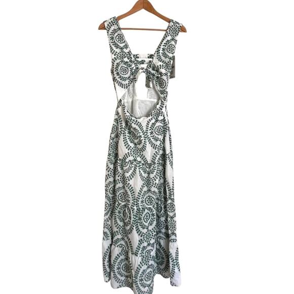 ZARA Small Dress Midi Embroidered Boho Cut Out Resortwear Small Dress Cottage - Picture 14 of 16